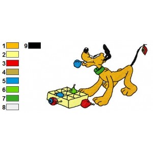 Pluto in Cristmas Day Embroidery Design